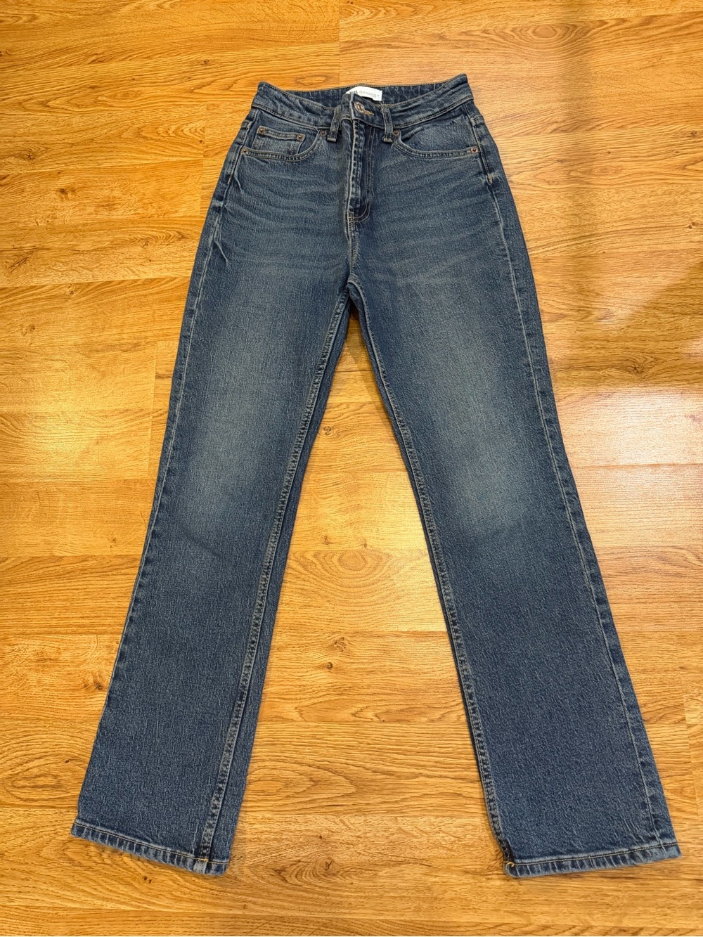 Zara High Rise Straight Leg Jeans